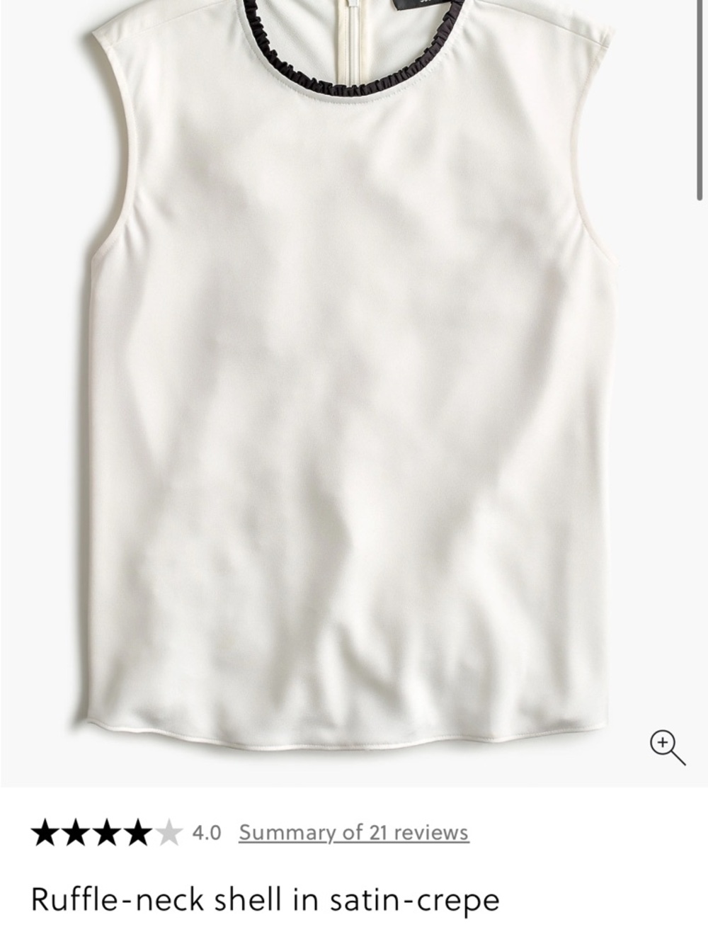 J. Crew Ruffle-neck shell in satin-crepe - Picture 3 of 3